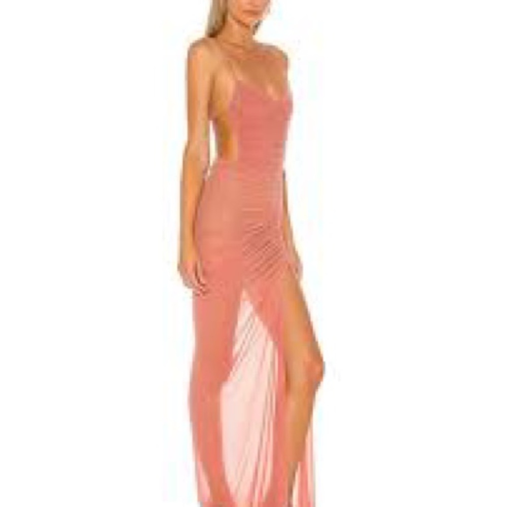 Michael Costello x Revolve Follie Maxi Dress Gown Semi Sheer Formal - Picture 2 of 6